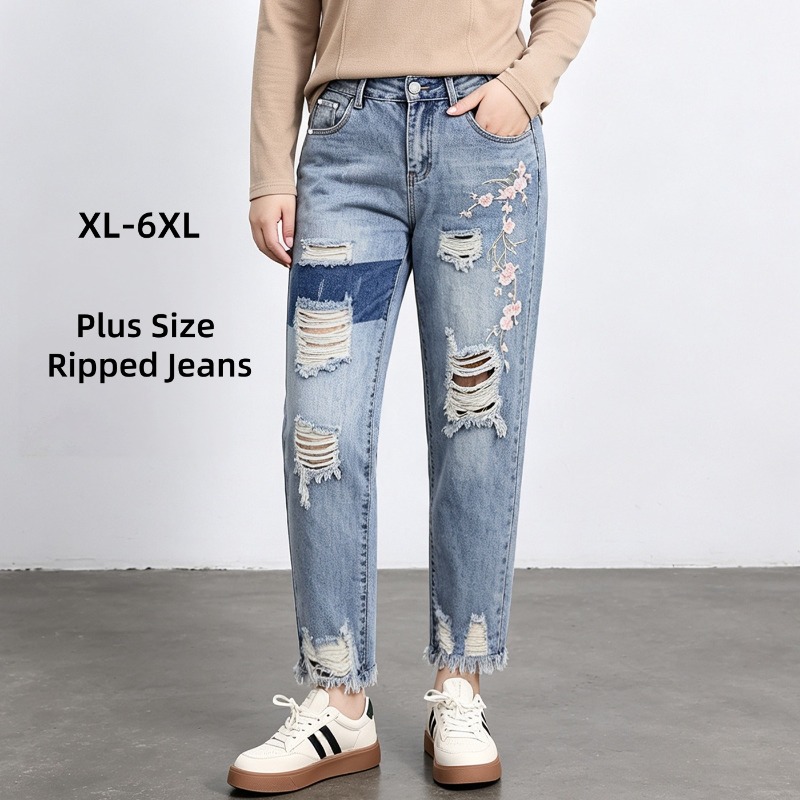 Autumn Plus Size Women Jeans 6 - Embroidery Jeans ulasan dan harga