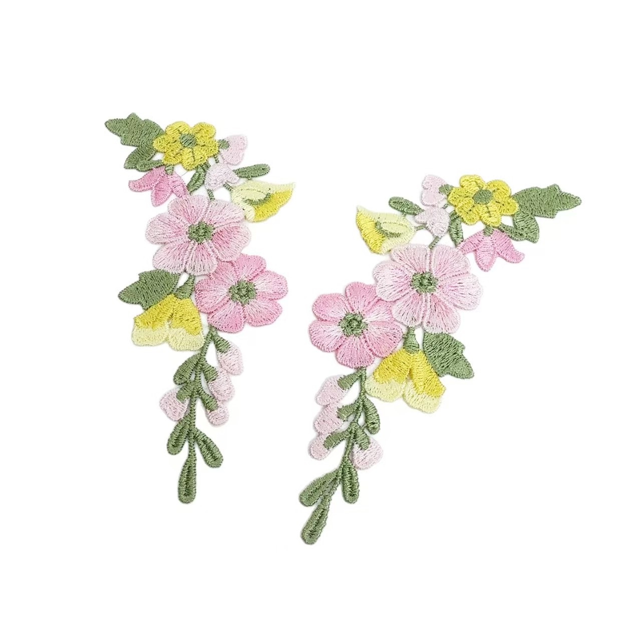 10Pcs/Lot 5.5*13cm Pink Yellow - Embroidery Yellow Flower ulasan dan harga