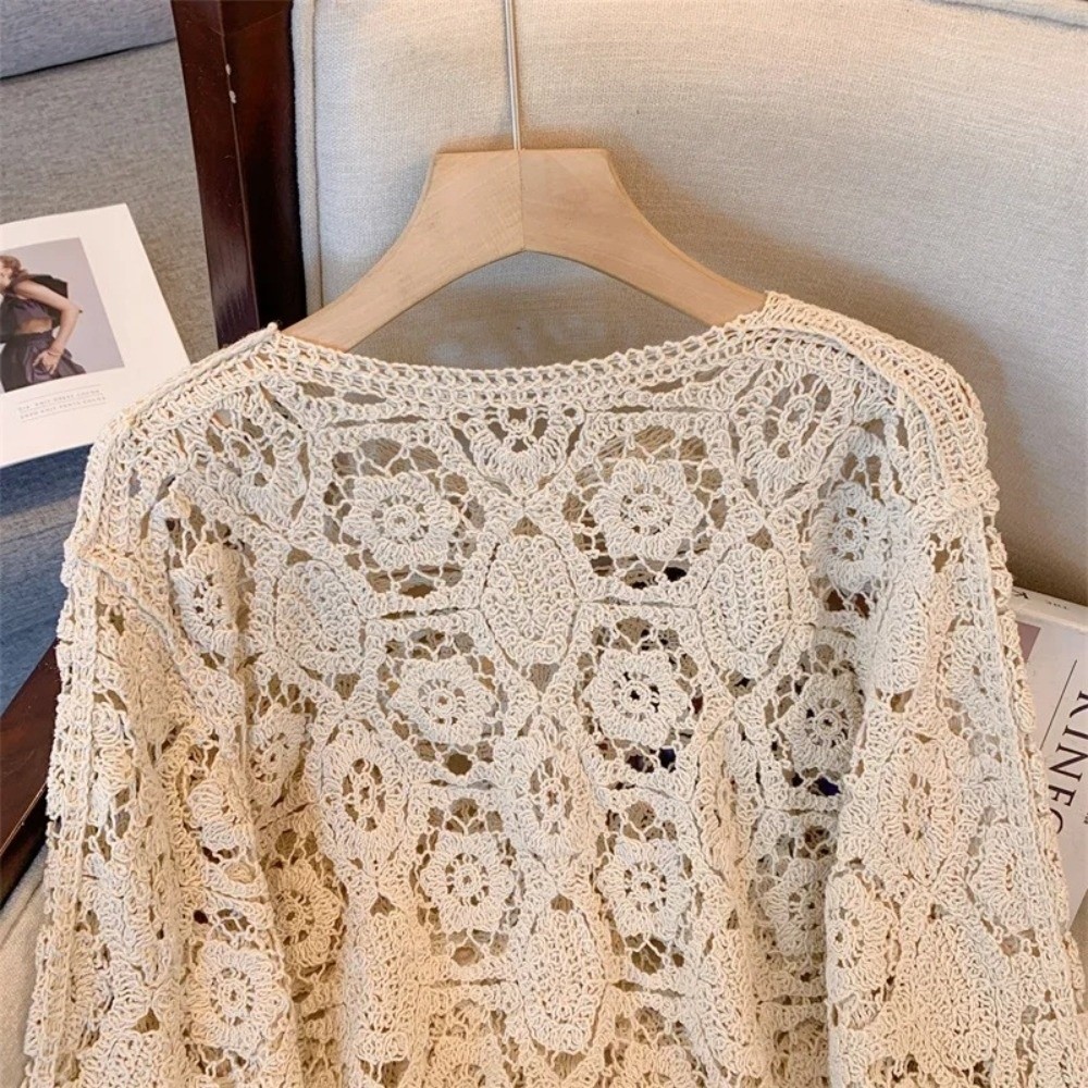 Fashion 3/4 Sleeves Knitted Sh - Embroidery Online ulasan dan harga