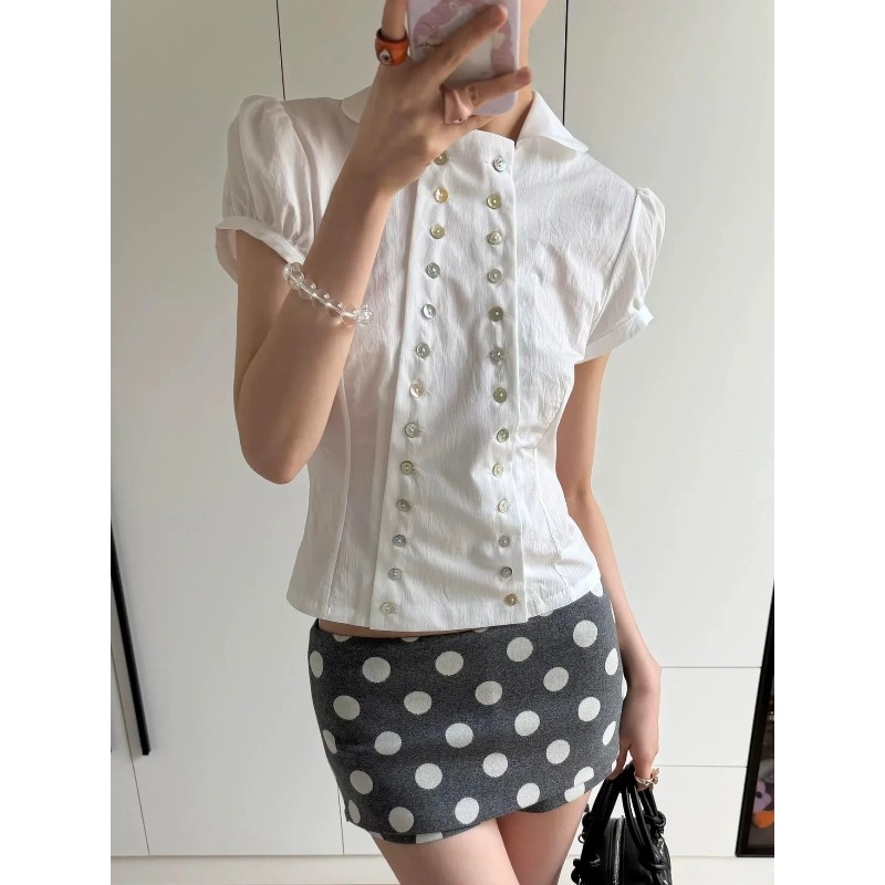 Y2K Japanese Vintage Blouse Pu - Embroidery Online ulasan dan harga